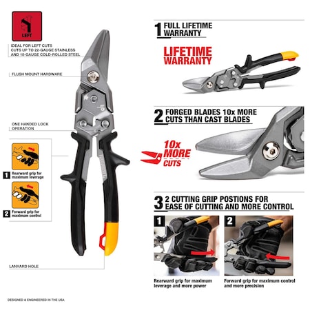 Toughbuilt Left Cut Aviation Snips TB-H4-60-L